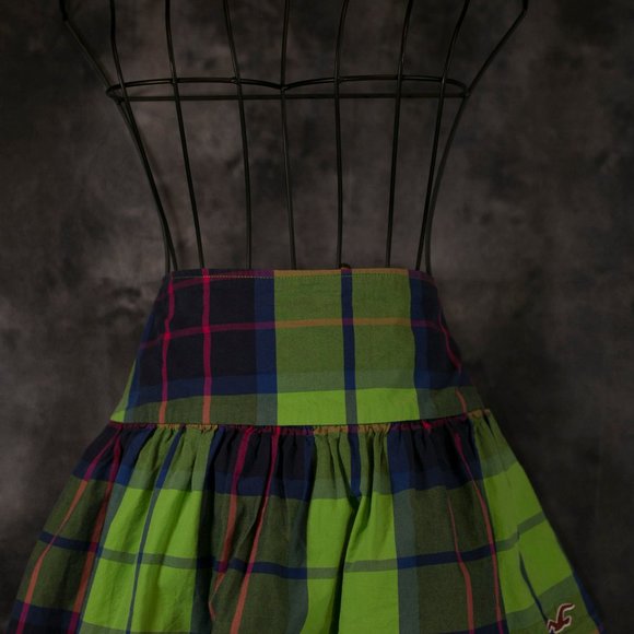 HOLLISTER MINI SKIRT SZ 1 Green Blue Red Dropped Waist, 100% cotton - Picture 2 of 9